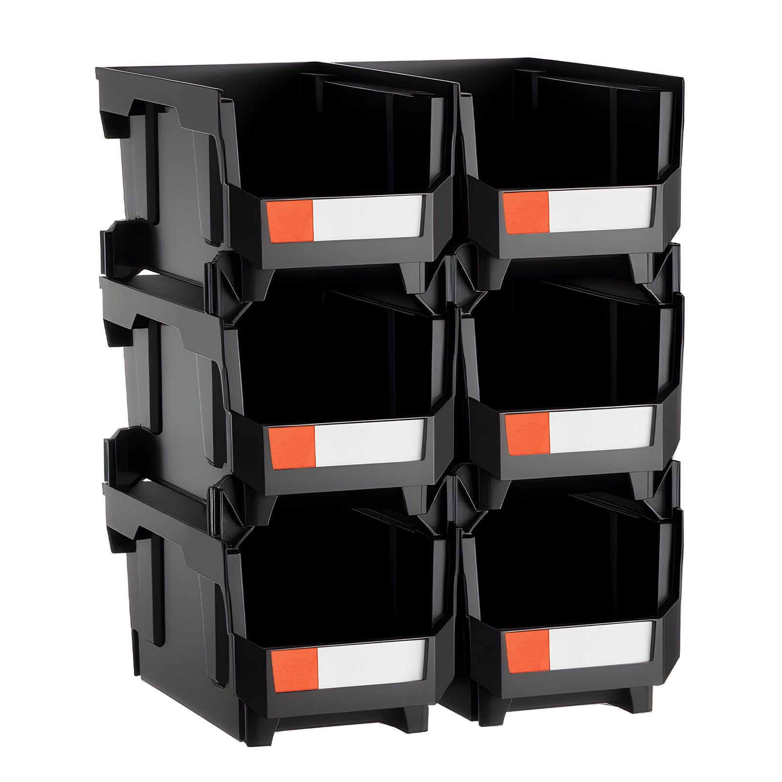 Tool Cabinets: VEVOR Plastic Stackable Storage Bins, 37.7 x 21.5 x 18 cm (6 Pack), Plastic Containers for Organizing and Storage Bins for Closet, Garage, Small Parts, Office Supplies and Other Accessories, Black