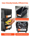 Tool Cabinets: VEVOR Plastic Stackable Storage Bins, 37.7 x 21.5 x 18 cm (6 Pack), Plastic Containers for Organizing and Storage Bins for Closet, Garage, Small Parts, Office Supplies and Other Accessories, Black