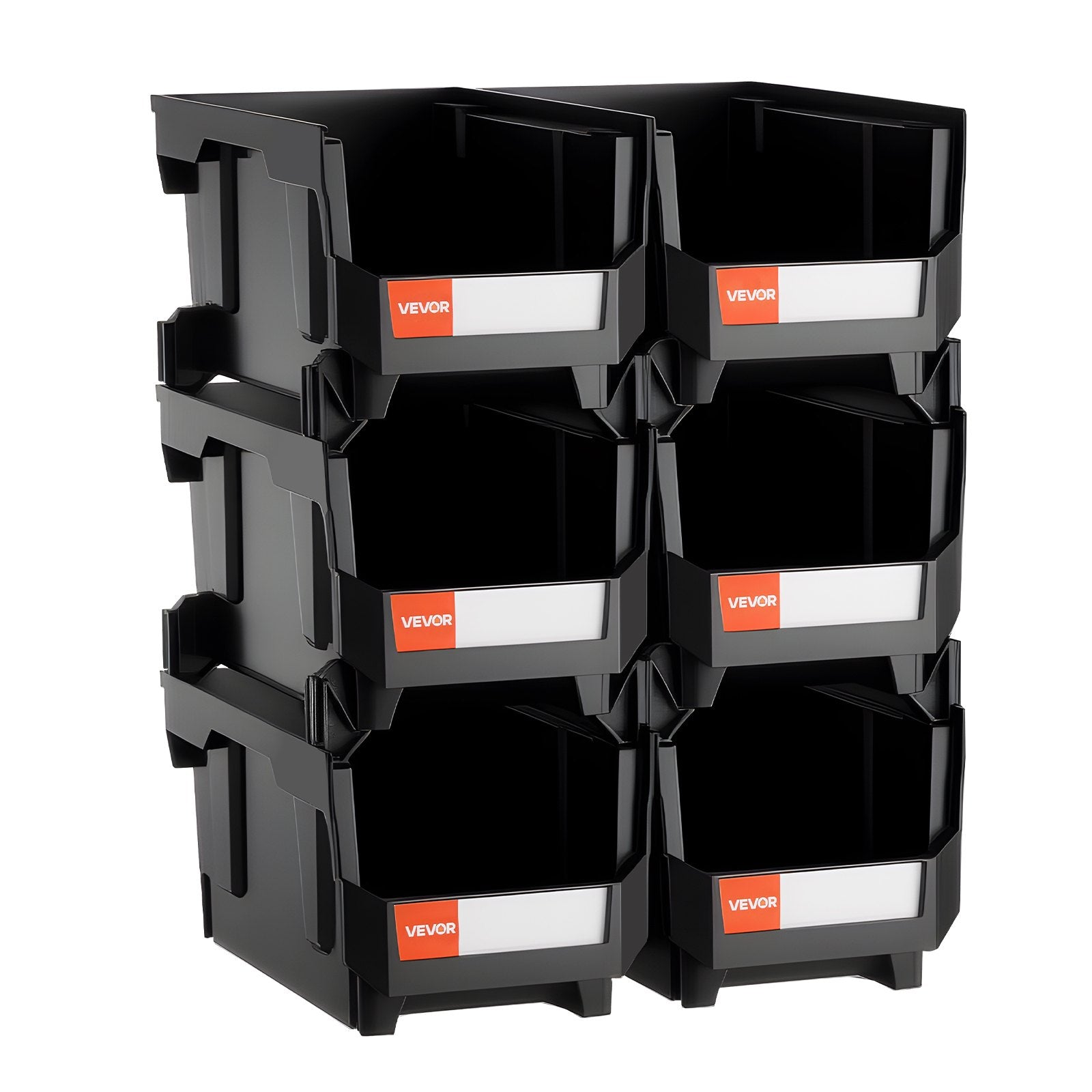 Tool Cabinets: VEVOR Plastic Stackable Storage Bins, 37.7 x 21.5 x 18 cm (6 Pack), Plastic Containers for Organizing and Storage Bins for Closet, Garage, Small Parts, Office Supplies and Other Accessories, Black