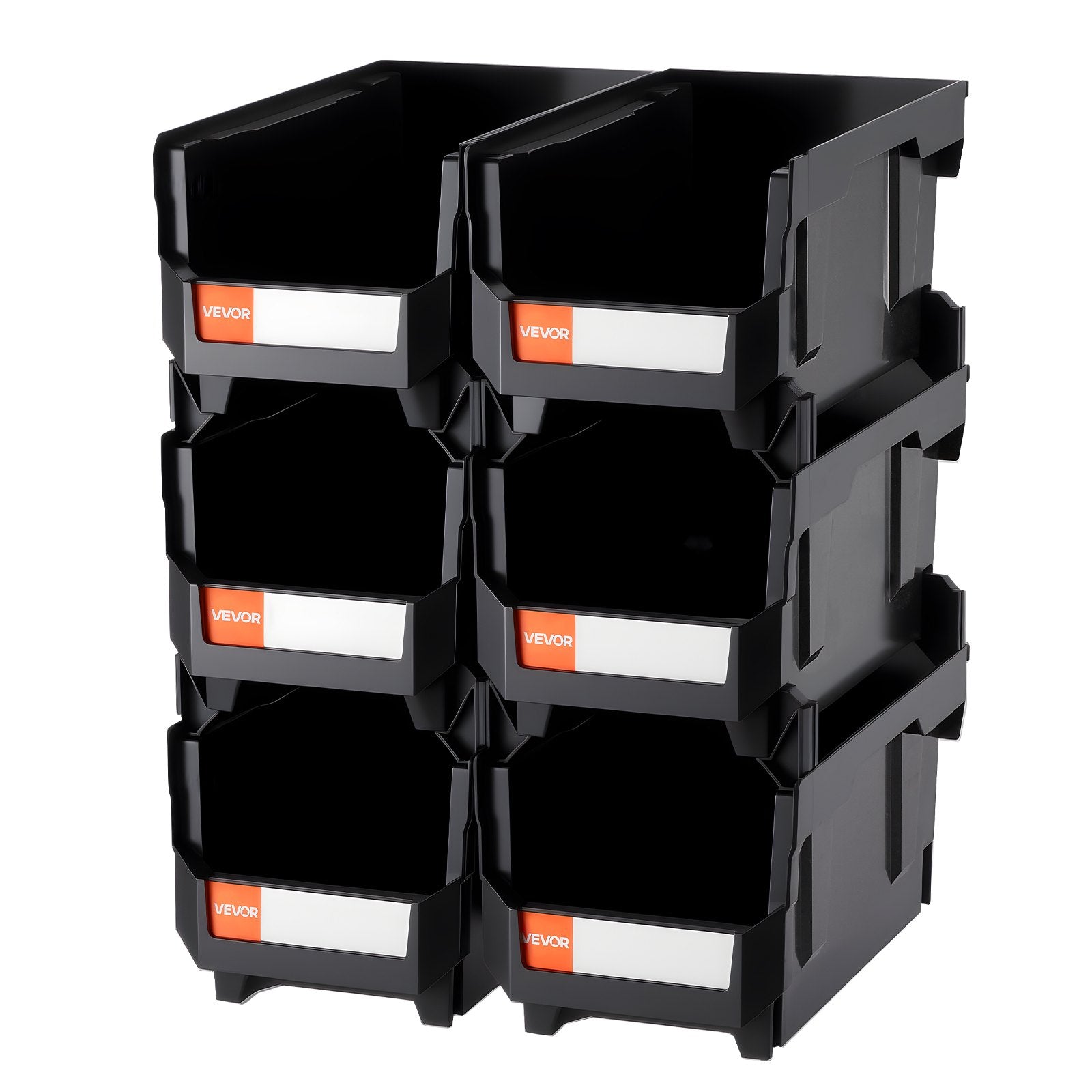 Tool Cabinets: VEVOR Plastic Stackable Storage Bins, 37.7 x 21.5 x 18 cm (6 Pack), Plastic Containers for Organizing and Storage Bins for Closet, Garage, Small Parts, Office Supplies and Other Accessories, Black