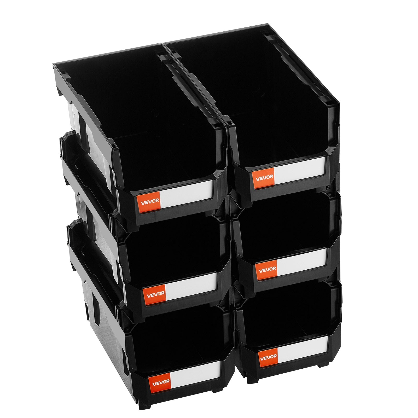 Tool Cabinets: VEVOR Plastic Stackable Storage Bins, 37.7 x 21.5 x 18 cm (6 Pack), Plastic Containers for Organizing and Storage Bins for Closet, Garage, Small Parts, Office Supplies and Other Accessories, Black
