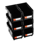 Tool Cabinets: VEVOR Plastic Stackable Storage Bins, 37.7 x 21.5 x 18 cm (6 Pack), Plastic Containers for Organizing and Storage Bins for Closet, Garage, Small Parts, Office Supplies and Other Accessories, Black