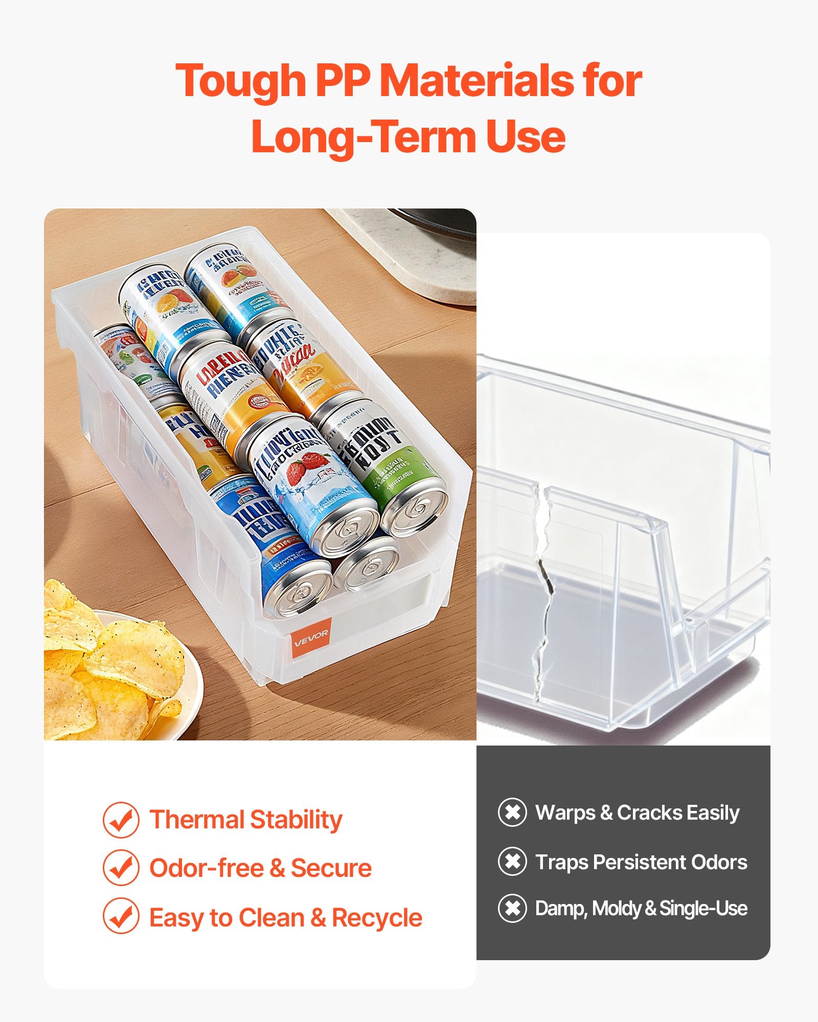 Plastic Stackable Storage Bins, 37.7 x 21.5 x 18 cm (6 Pack), Plastic Containers for Organizing & Storage Bins for Closet, Garage, Small Parts, Office Supplies, Other Accessories, Transparent