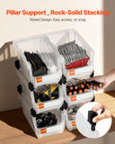 Tool Cabinets: VEVOR Plastic Stackable Storage Bins, 37.7 x 21.5 x 18 cm (6 Pack), Plastic Containers for Organizing & Storage Bins for Closet, Garage, Small Parts, Office Supplies, Other Accessories, Transparent