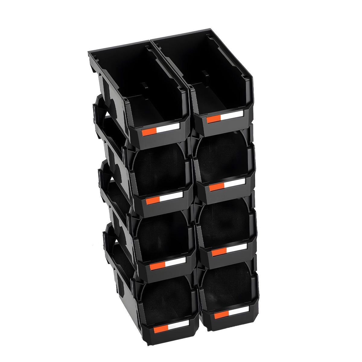 Plastic Stackable Storage Bins, 27.6 x 14 x 13 cm (8 Pack), Plastic Containers for Organizing and Storage Bins for Closet, Garage, Small Parts, Office Supplies and Other Accessories, Black