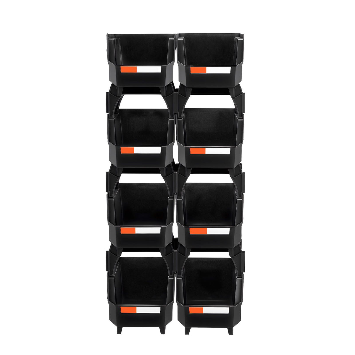 Plastic Stackable Storage Bins, 27.6 x 14 x 13 cm (8 Pack), Plastic Containers for Organizing and Storage Bins for Closet, Garage, Small Parts, Office Supplies and Other Accessories, Black