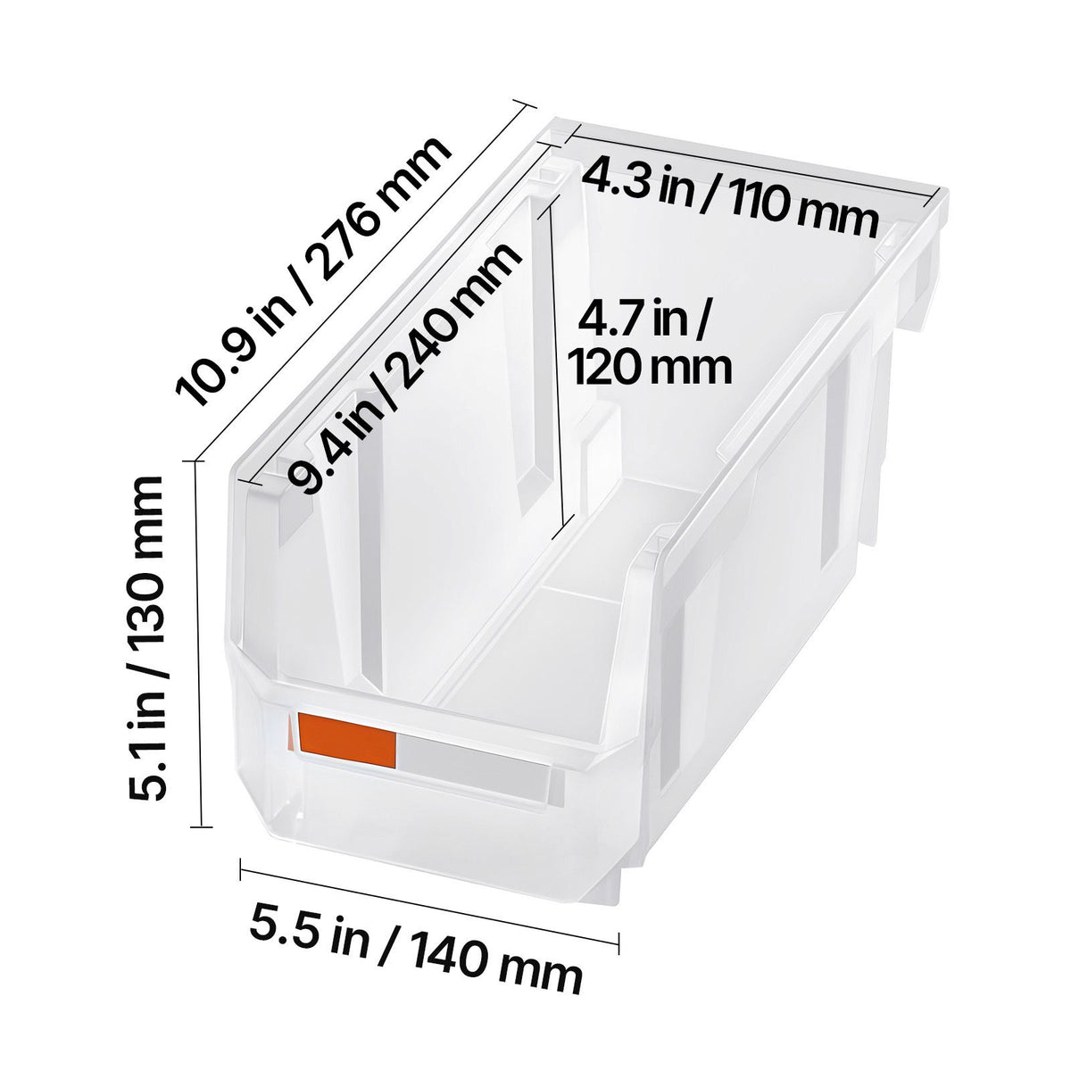 Plastic Stackable Storage Bins, 27.6 x 14 x 13 cm (8 Pack), Plastic Containers for Organizing & Storage Bins for Closet, Garage, Small Parts, Office Supplies, Other Accessories, Transparent