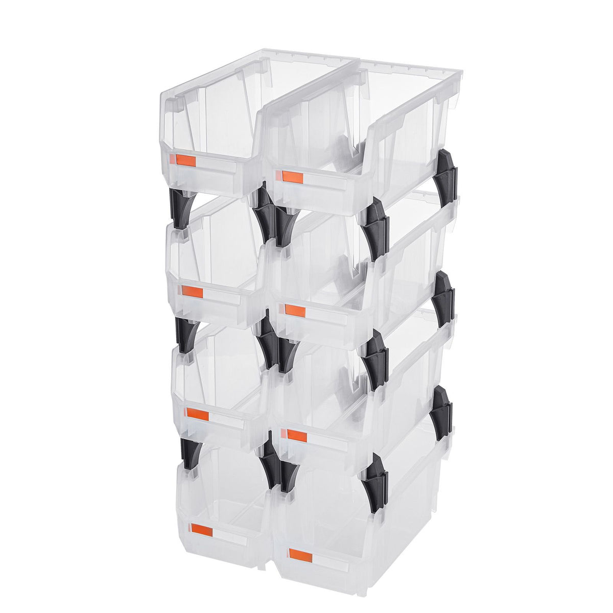 Plastic Stackable Storage Bins, 27.6 x 14 x 13 cm (8 Pack), Plastic Containers for Organizing & Storage Bins for Closet, Garage, Small Parts, Office Supplies, Other Accessories, Transparent