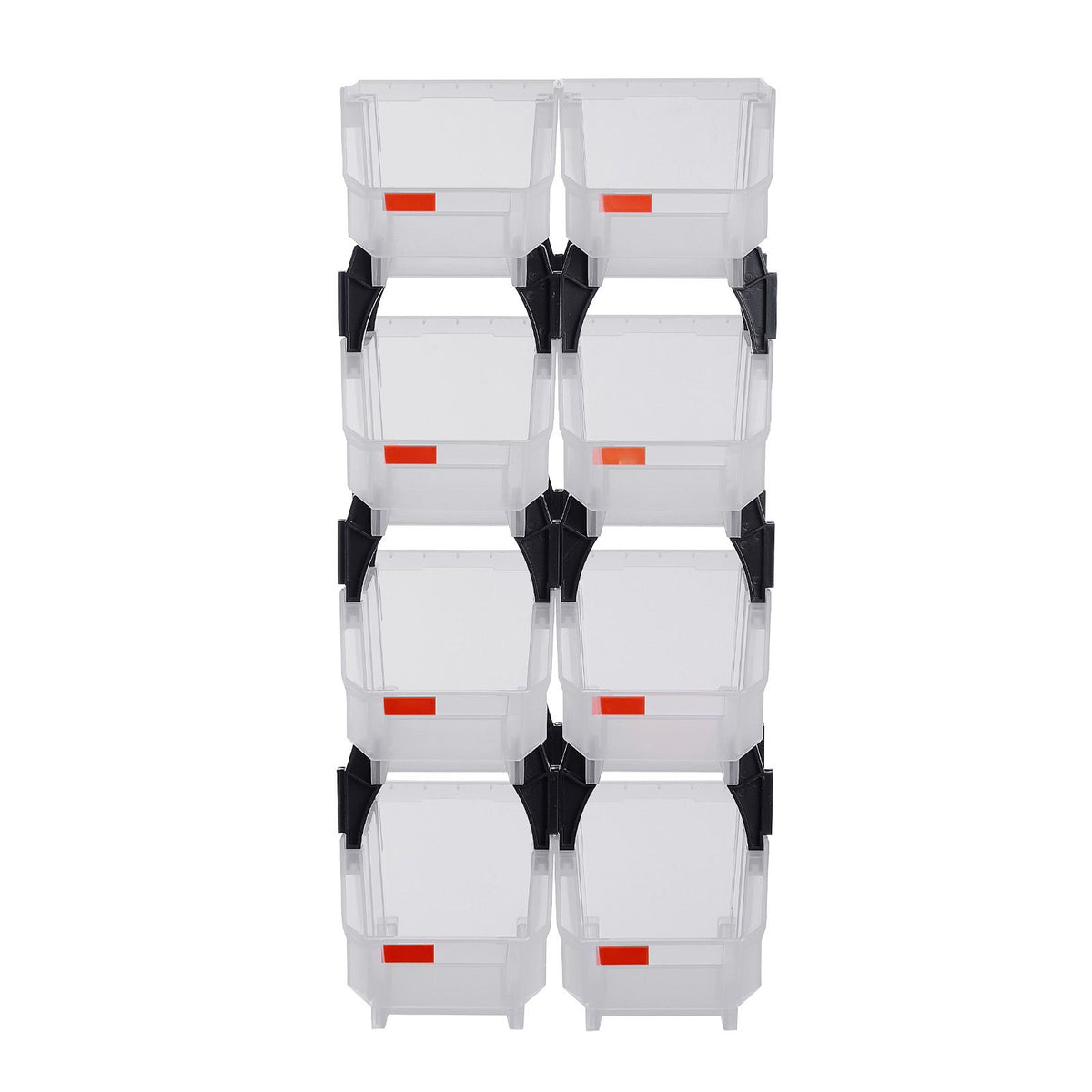 Plastic Stackable Storage Bins, 27.6 x 14 x 13 cm (8 Pack), Plastic Containers for Organizing & Storage Bins for Closet, Garage, Small Parts, Office Supplies, Other Accessories, Transparent
