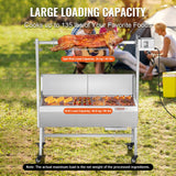 BBQ Tools: VEVOR Rotisserie Grill with Windscreen, BBQ Whole Pig Lamb Goat Charcoal Spit Grill, 35 Inch 90 Lbs Capacity, Electric 42W Motor Stainless Steel Roaster with Lockable Wheels, for Camping Outdoor