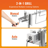 BBQ Tools: VEVOR Rotisserie Grill with Windscreen, BBQ Whole Pig Lamb Goat Charcoal Spit Grill, 35 Inch 90 Lbs Capacity, Electric 42W Motor Stainless Steel Roaster with Lockable Wheels, for Camping Outdoor