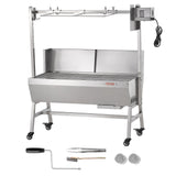 BBQ Tools: VEVOR Rotisserie Grill with Windscreen, BBQ Whole Pig Lamb Goat Charcoal Spit Grill, 35 Inch 90 Lbs Capacity, Electric 42W Motor Stainless Steel Roaster with Lockable Wheels, for Camping Outdoor