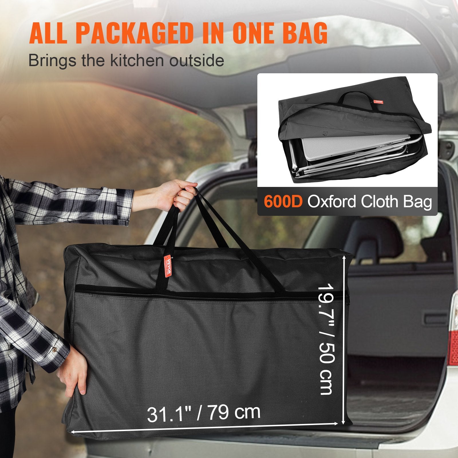 Changing Tables: VEVOR Camping Kitchen Table, Folding Outdoor Cooking Table with Storage Carrying Bag, Aluminum Cook Station 3 Cupboard & Detachable Windscreen, Quick Set-up for Picnics, BBQ, RV Traveling, Black