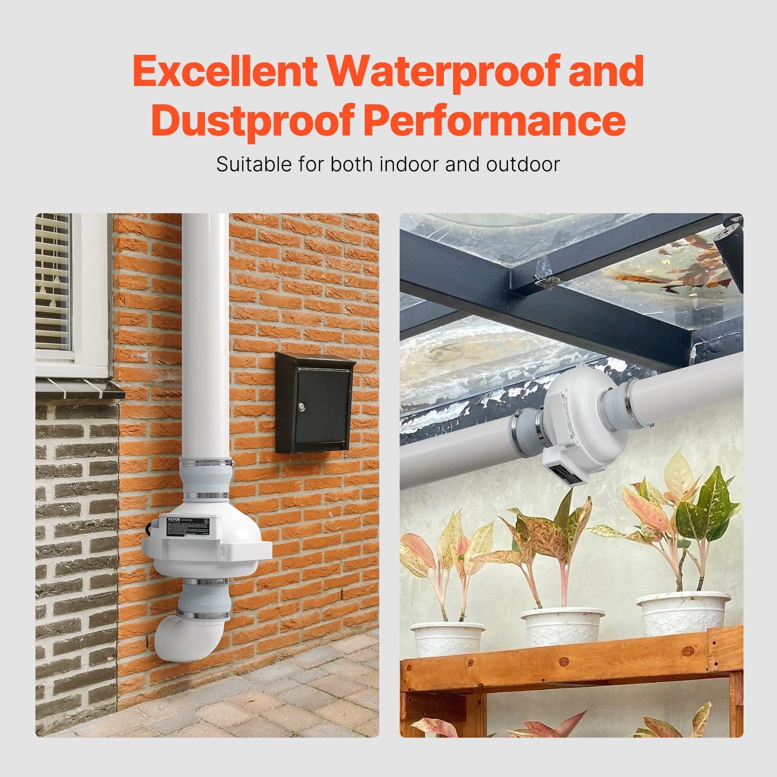 Automotive Repair & Speciality Tools: VEVOR 4" to 4.5" Radon Mitigation Fan System Quiet 260CFM Inline Duct Waterproof