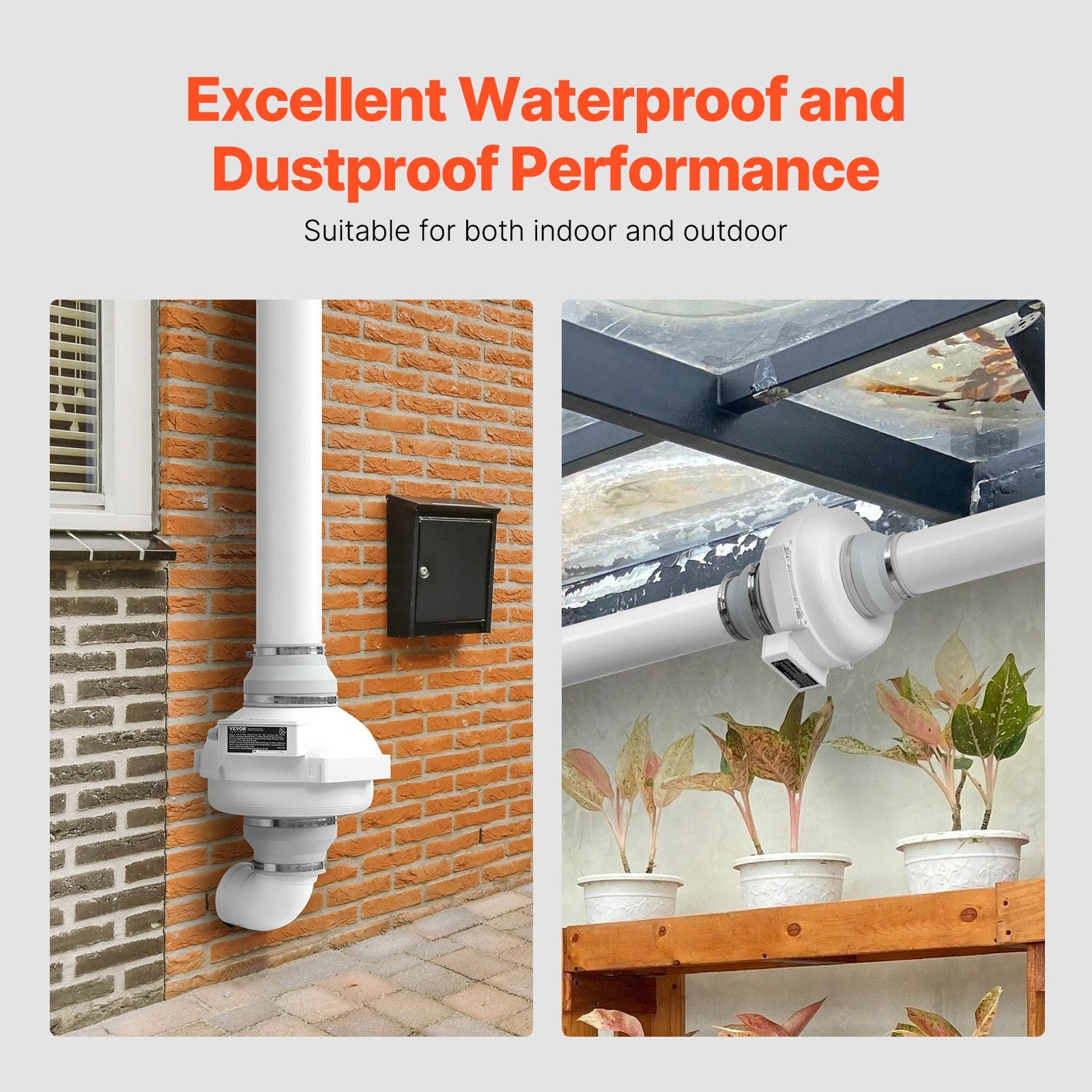 Automotive Repair & Speciality Tools: VEVOR 4" to 4.5" Radon Mitigation Fan System Quiet 380CFM Inline Duct Waterproof