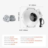 Automotive Repair & Speciality Tools: VEVOR 4" to 4.5" Radon Mitigation Fan System Quiet 380CFM Inline Duct Waterproof