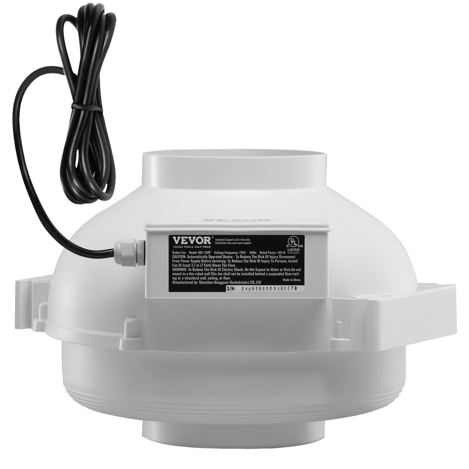 Automotive Repair & Speciality Tools: VEVOR 6" to 4.5" Radon Mitigation Fan System Kit Quiet 380 CFM Inline Duct Fan