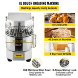 Food Mixers & Blenders: VEVOR Commercial Dough Food Mixer, 8L Large Capacity Stainless Steel Mixer with Bowel, Hook, Shield, Reset Button, 450W Tilt-Head Kitchen Dough Mixers for Cake, Cream, Egg Fluid, Fillings