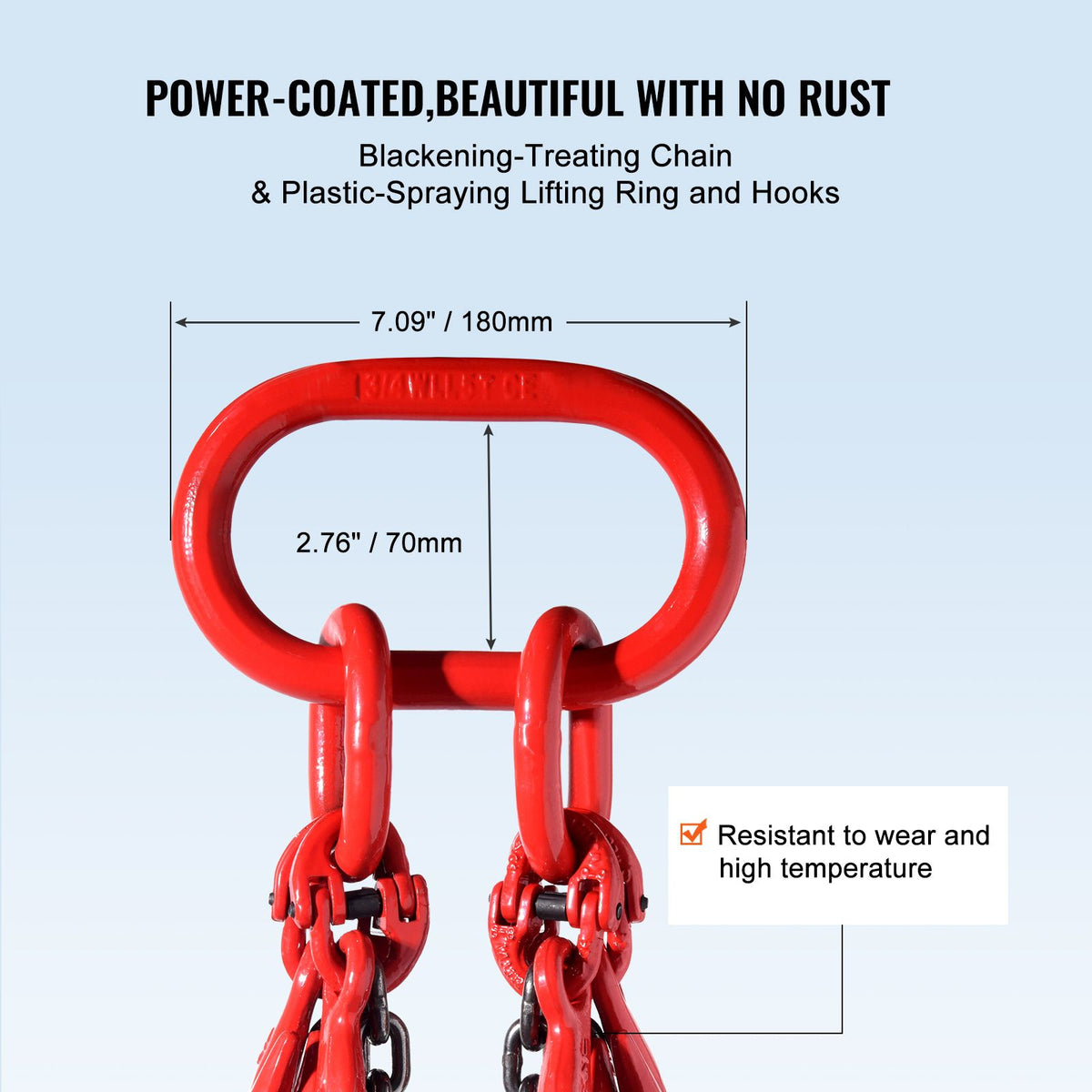 Chain Sling, 8 mm x 300 cm Lifting Chains with Hooks, G80 Engine Chain Hoist Lifts, 5 Ton Lifting Sling Chains for Engine Hoist, Engine Lift Chain with 4 Leg Grab Hooks & Adjusters Heavy Duty