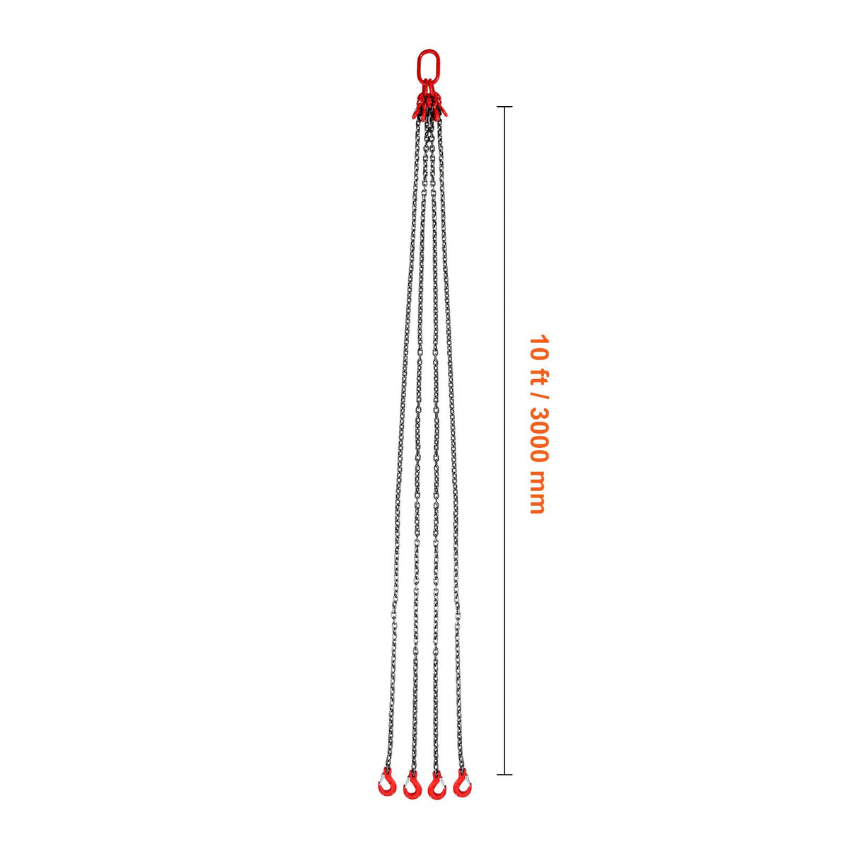 Chain Sling, 8 mm x 300 cm Lifting Chains with Hooks, G80 Engine Chain Hoist Lifts, 5 Ton Lifting Sling Chains for Engine Hoist, Engine Lift Chain with 4 Leg Grab Hooks & Adjusters Heavy Duty