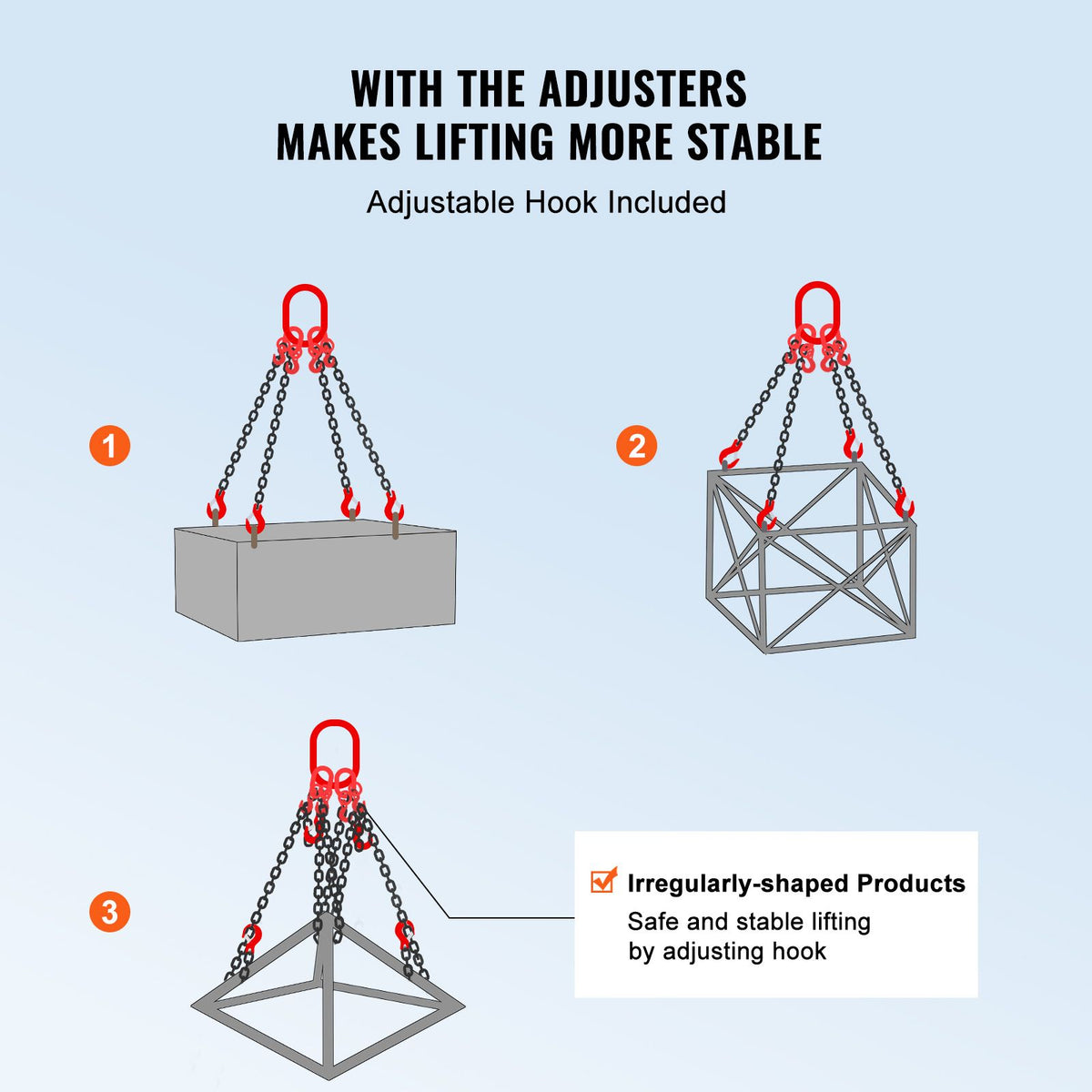 Chain Sling, 10 mm x 300 cm Lifting Chains with Hooks, G80 Engine Chain Hoist Lifts, 8 Ton/8344 kg Lifting Sling Chains for Engine Hoist, Engine Lift Chain with 4 Leg Grab Hooks & Adjusters