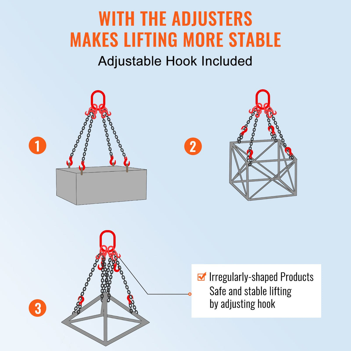 Chain Sling, 8 mm x 150 cm Lifting Chains with Hooks, G80 Engine Chain Hoist Lifts, 5 Ton Lifting Sling Chains for Engine Hoist, Engine Lift Chain with 4 Leg Grab Hooks & Adjusters Heavy Duty