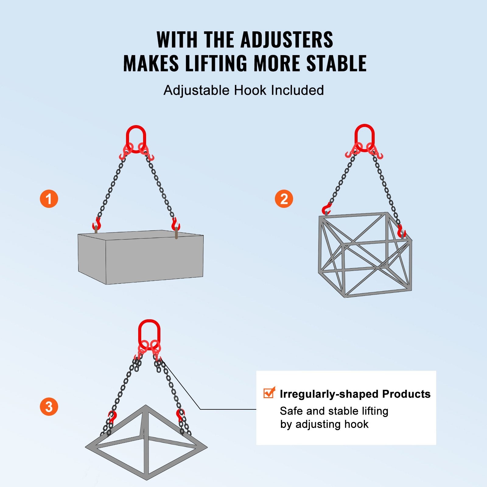 Tool Cabinets: VEVOR Chain Sling, 10 mm x 180 cm Lifting Chains with Hooks, G80 Engine Chain Hoist Lifts, 5 Ton Lifting Sling Chains for Engine Hoist, Engine Lift Chain with 2 Leg Grab Hooks and Adjusters Heavy Duty