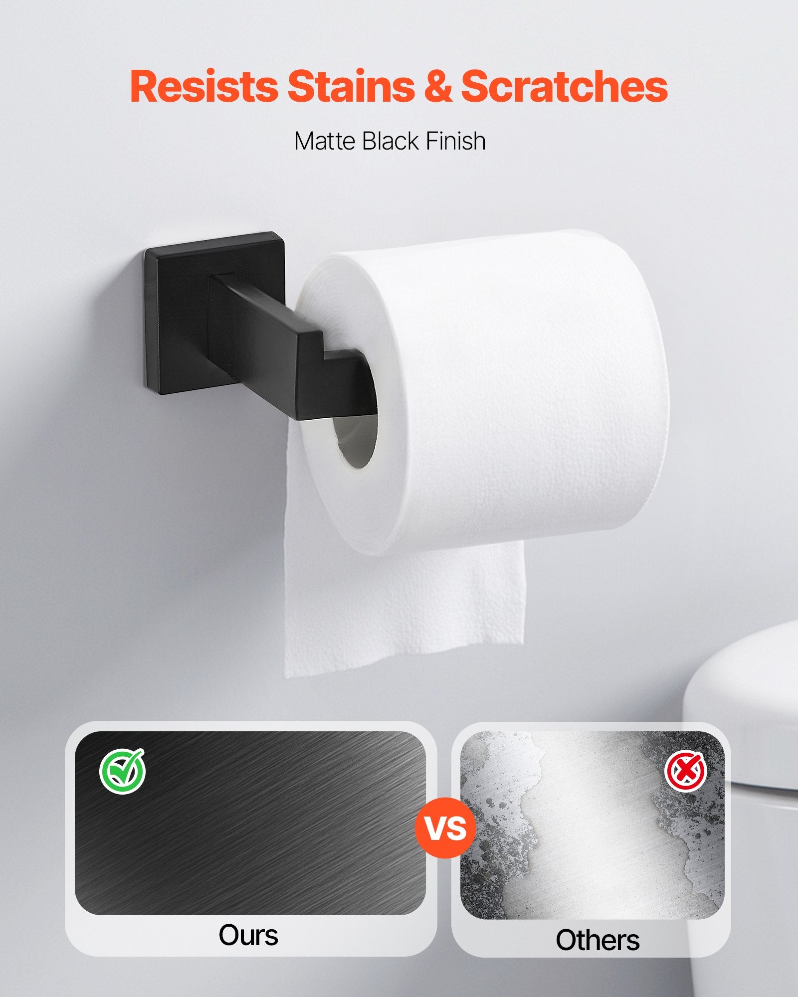 Toilet & Bidet Accessories: VEVOR Matte Black Bathroom Hardware Set, 5 Pieces Stainless Steel Bathroom Accessories Set, 24-inch Towel Bar, Towel Rack, 2 Robe Towel Hooks, Toilet Paper Holder, for Bath Room, Wall Mounted