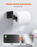Toilet & Bidet Accessories: VEVOR Matte Black Bathroom Hardware Set, 5 Pieces Stainless Steel Bathroom Accessories Set, 24-inch Towel Bar, Towel Rack, 2 Robe Towel Hooks, Toilet Paper Holder, for Bath Room, Wall Mounted