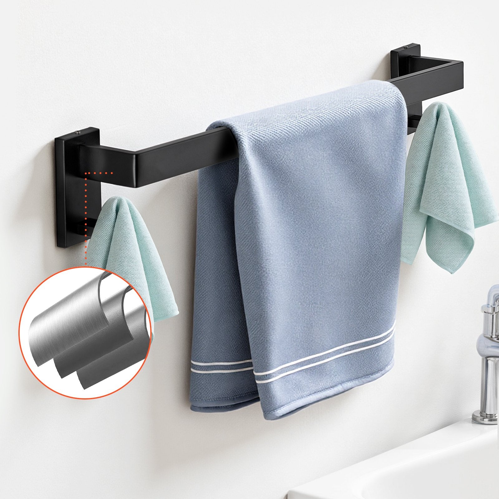 Toilet & Bidet Accessories: VEVOR Matte Black Bathroom Hardware Set, 5 Pieces Stainless Steel Bathroom Accessories Set, 24-inch Towel Bar, Towel Rack, 2 Robe Towel Hooks, Toilet Paper Holder, for Bath Room, Wall Mounted