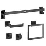 Toilet & Bidet Accessories: VEVOR Matte Black Bathroom Hardware Set, 5 Pieces Stainless Steel Bathroom Accessories Set, 24-inch Towel Bar, Towel Rack, 2 Robe Towel Hooks, Toilet Paper Holder, for Bath Room, Wall Mounted