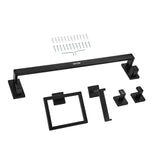 Toilet & Bidet Accessories: VEVOR Matte Black Bathroom Hardware Set, 5 Pieces Stainless Steel Bathroom Accessories Set, 24-inch Towel Bar, Towel Rack, 2 Robe Towel Hooks, Toilet Paper Holder, for Bath Room, Wall Mounted