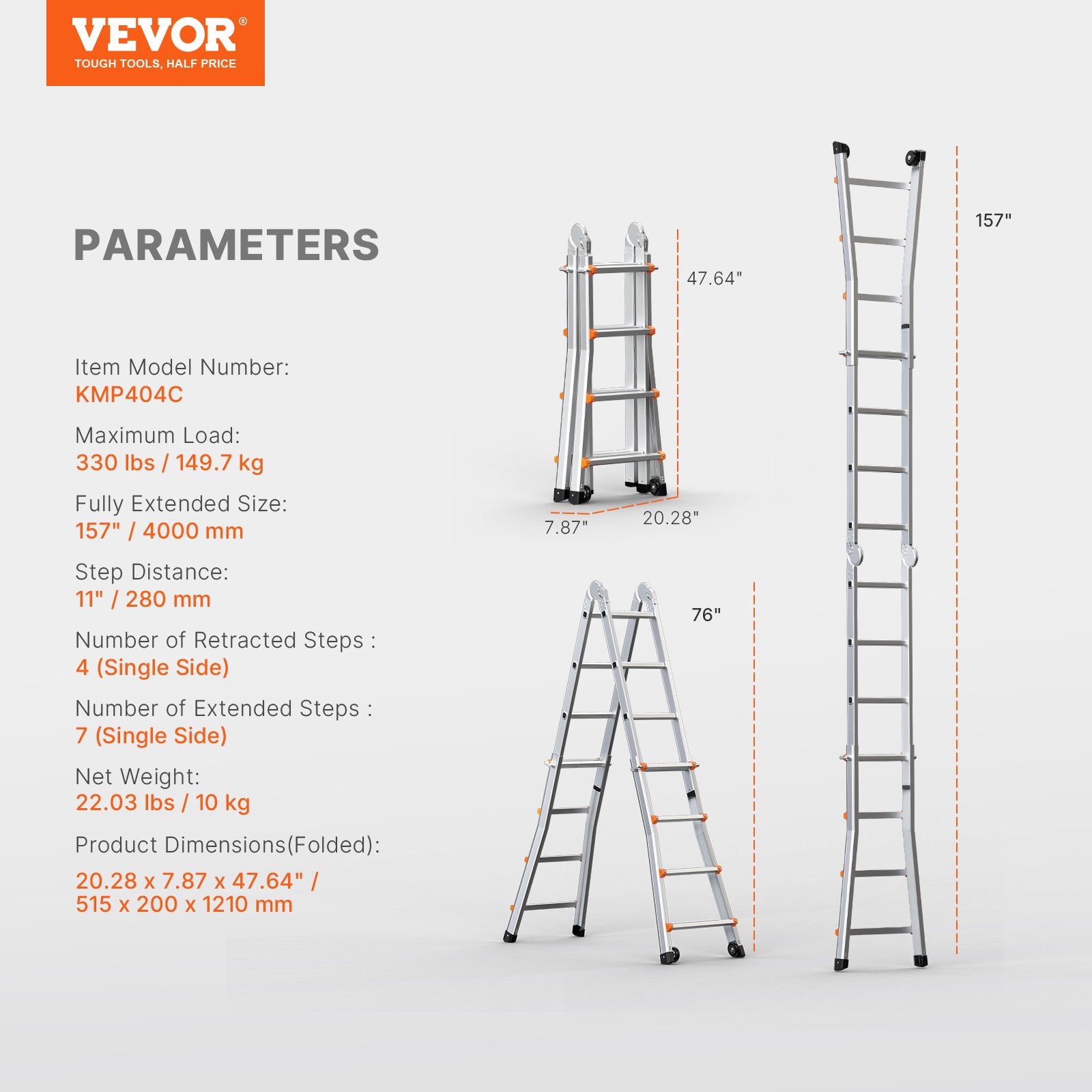 Ladders & Scaffolding: VEVOR Telescoping Ladder A Frame, 13 FT Compact Aluminum Extension Ladder, Multi-Function Portable Collapsible RV Ladder, Telescopic Ladder for Homework Stairs Indoor Outdoor Roof, 330lb Load