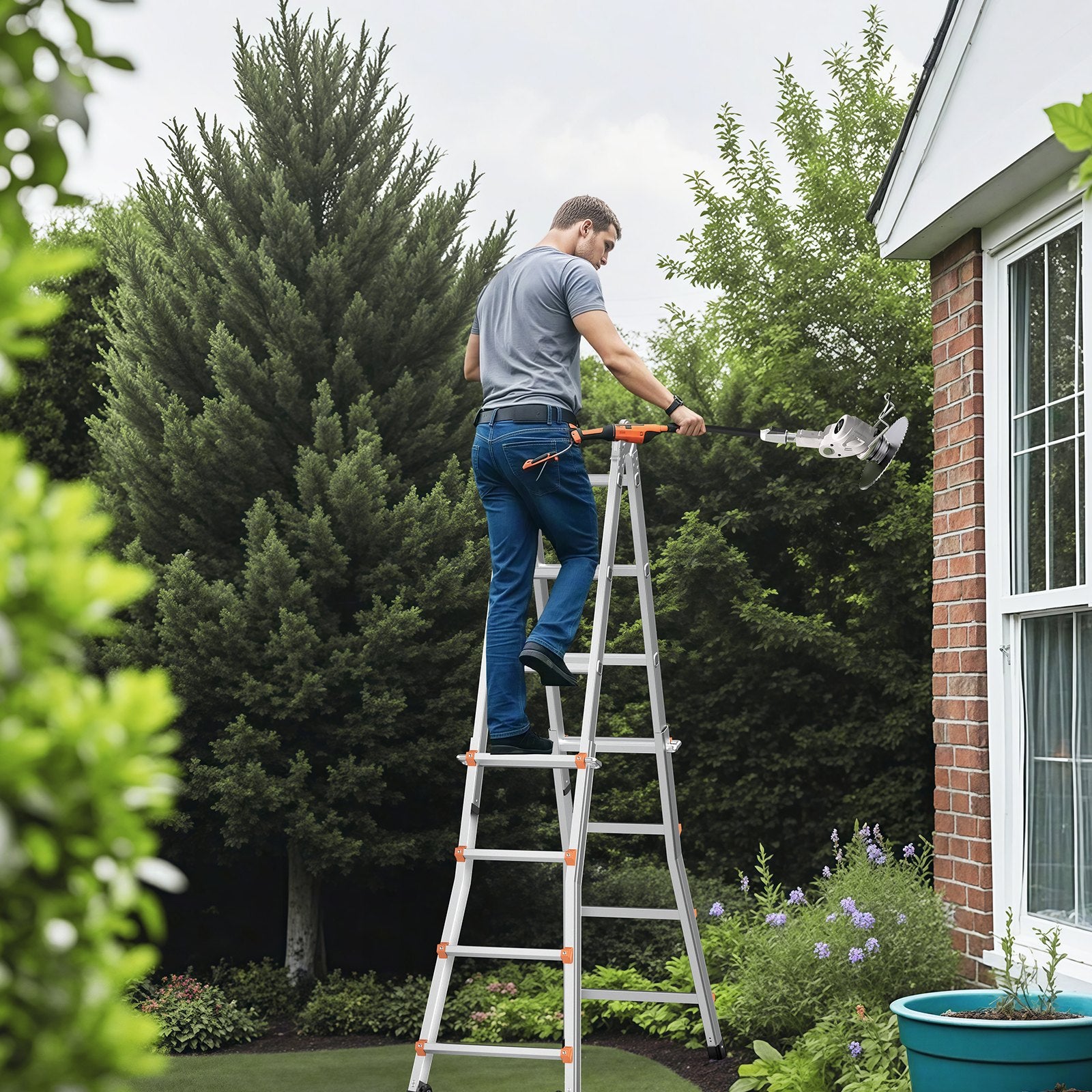 Ladders & Scaffolding: VEVOR Telescoping Ladder A Frame, 13 FT Compact Aluminum Extension Ladder, Multi-Function Portable Collapsible RV Ladder, Telescopic Ladder for Homework Stairs Indoor Outdoor Roof, 330lb Load