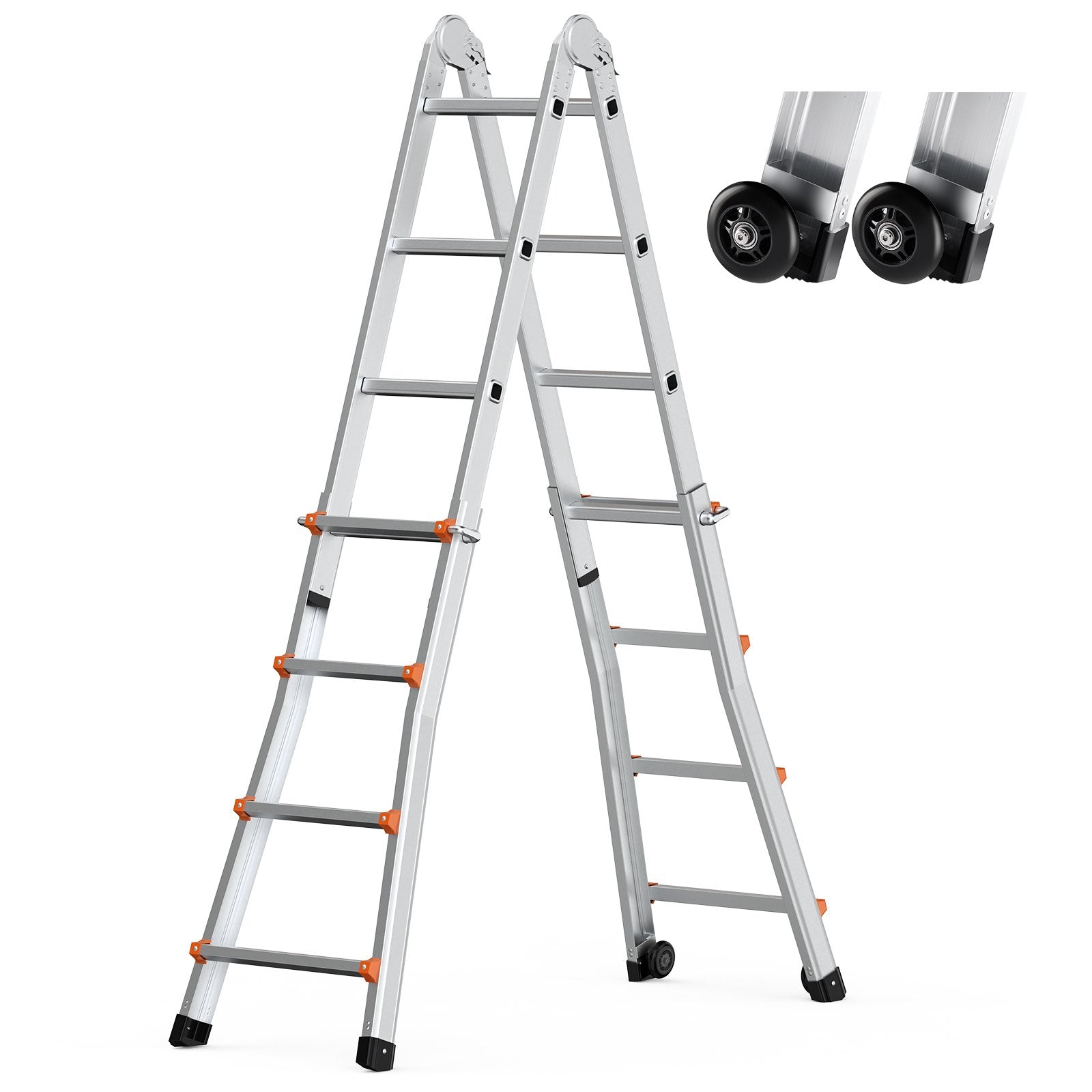 Ladders & Scaffolding: VEVOR Telescoping Ladder A Frame, 13 FT Compact Aluminum Extension Ladder, Multi-Function Portable Collapsible RV Ladder, Telescopic Ladder for Homework Stairs Indoor Outdoor Roof, 330lb Load