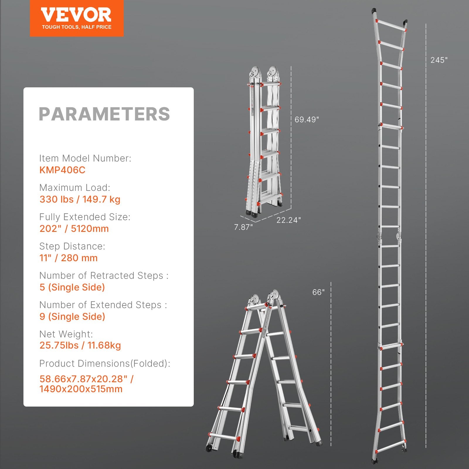 Curtain Accessories: VEVOR Telescoping Ladder A Frame 20 FT Extension Multi-Function for Homework