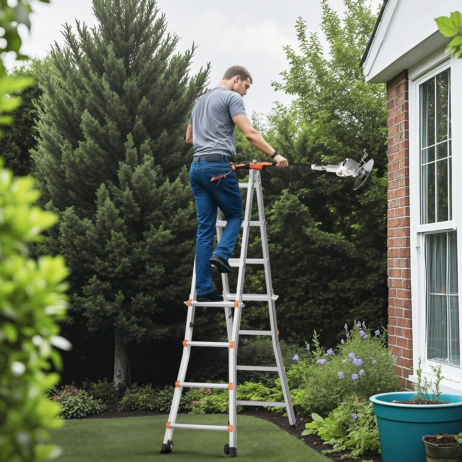 Curtain Accessories: VEVOR Telescoping Ladder A Frame 20 FT Extension Multi-Function for Homework