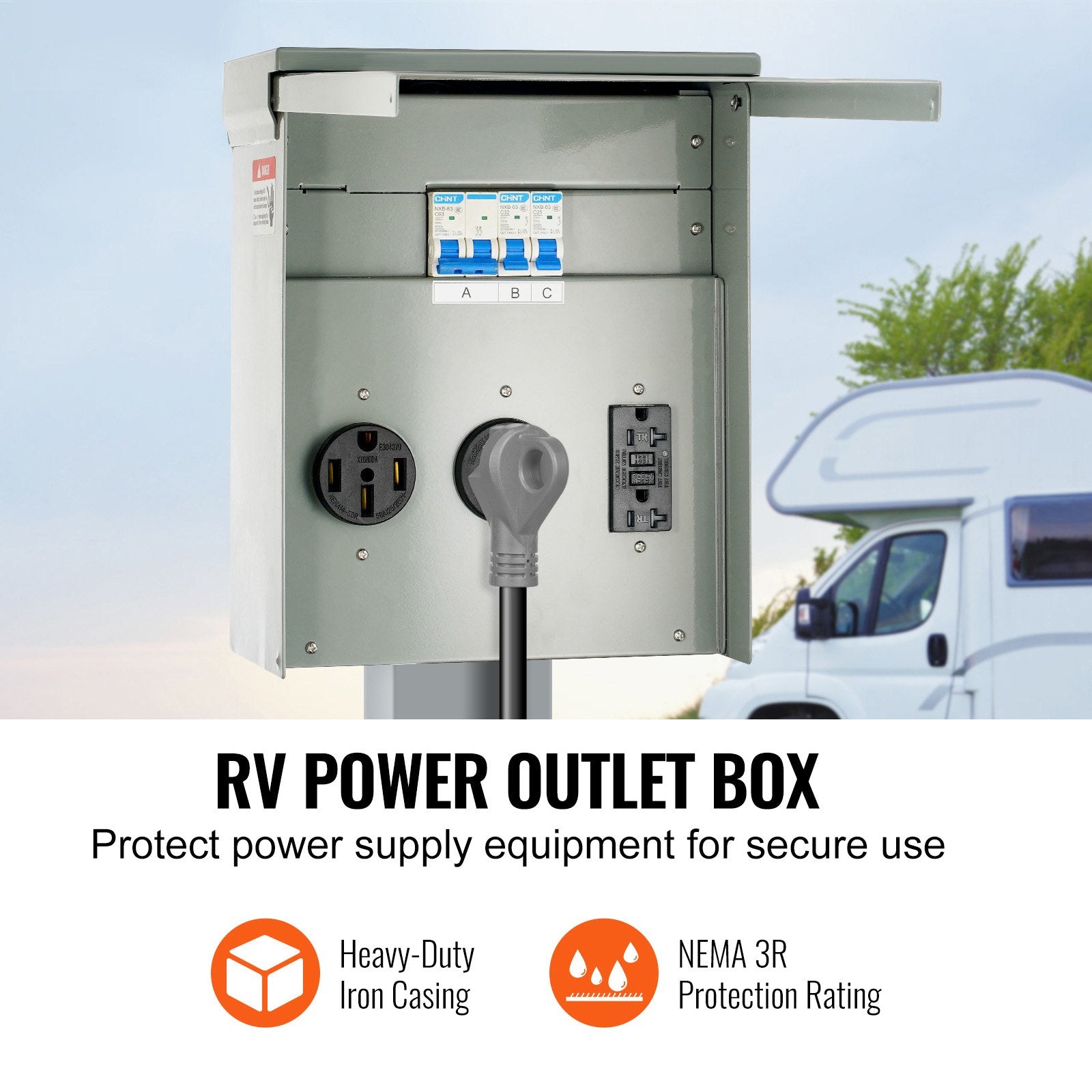 Automotive Repair & Speciality Tools: VEVOR 20/30/50A Temporary RV Power Outlet Box Electrical Outdoor Receptacle Box