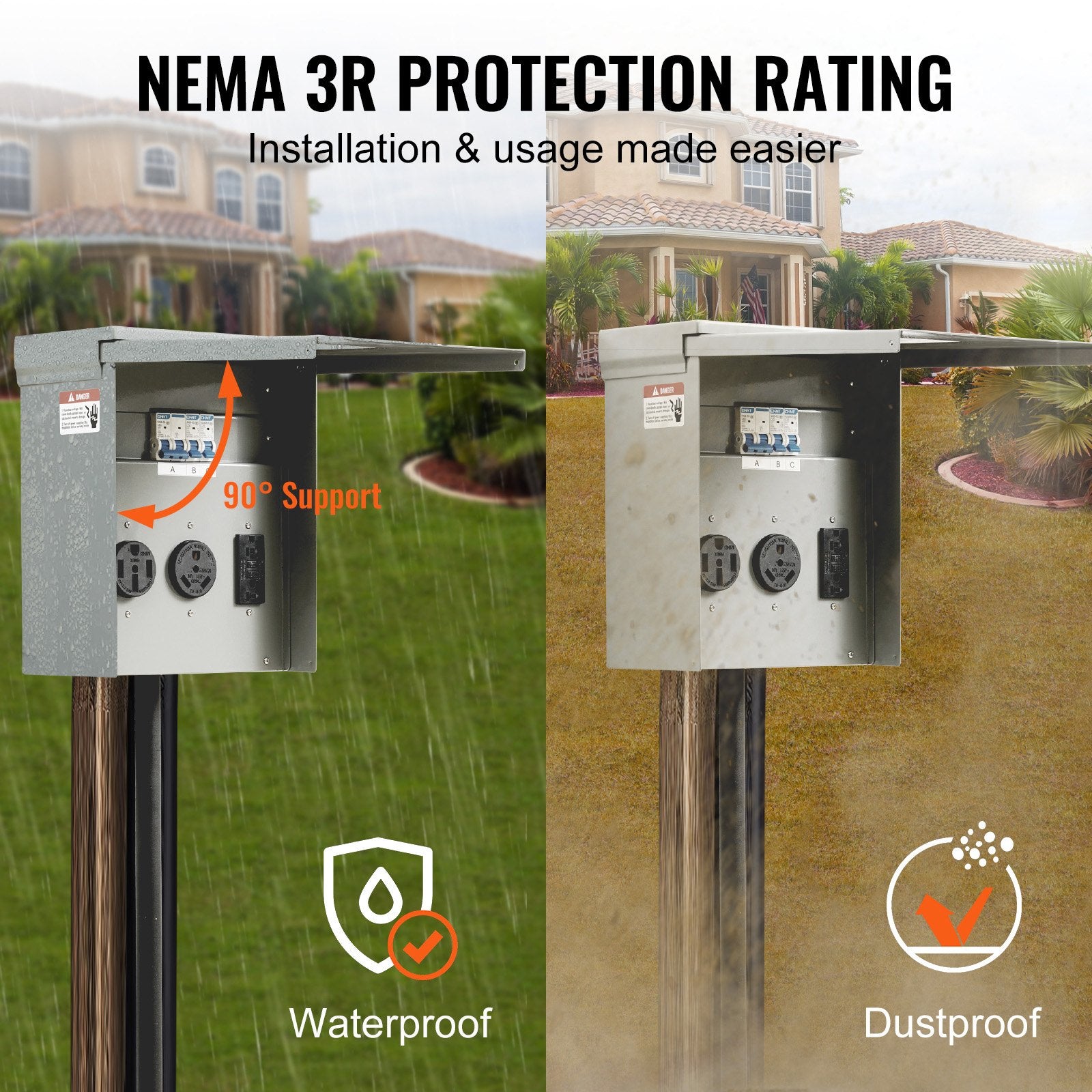 Automotive Repair & Speciality Tools: VEVOR 20/30/50A Temporary RV Power Outlet Box Electrical Outdoor Receptacle Box