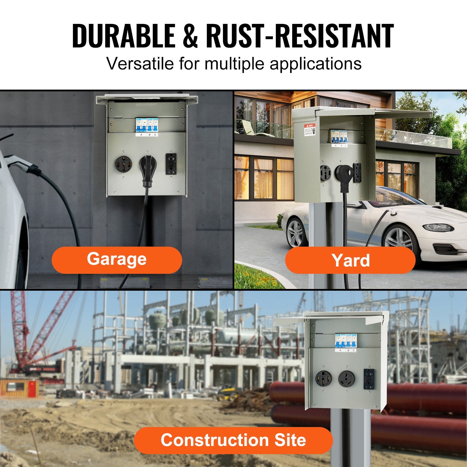 Automotive Repair & Speciality Tools: VEVOR 20/30/50A Temporary RV Power Outlet Box Electrical Outdoor Receptacle Box