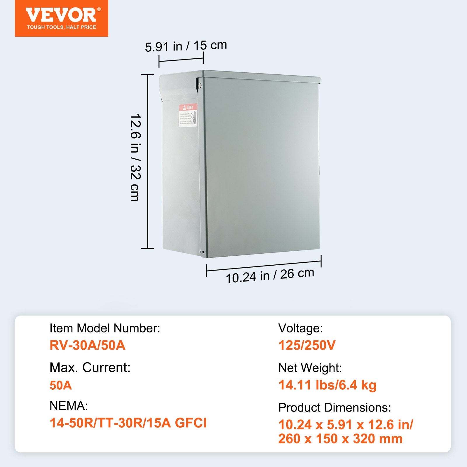 Automotive Repair & Speciality Tools: VEVOR 20/30/50A Temporary RV Power Outlet Box Electrical Outdoor Receptacle Box