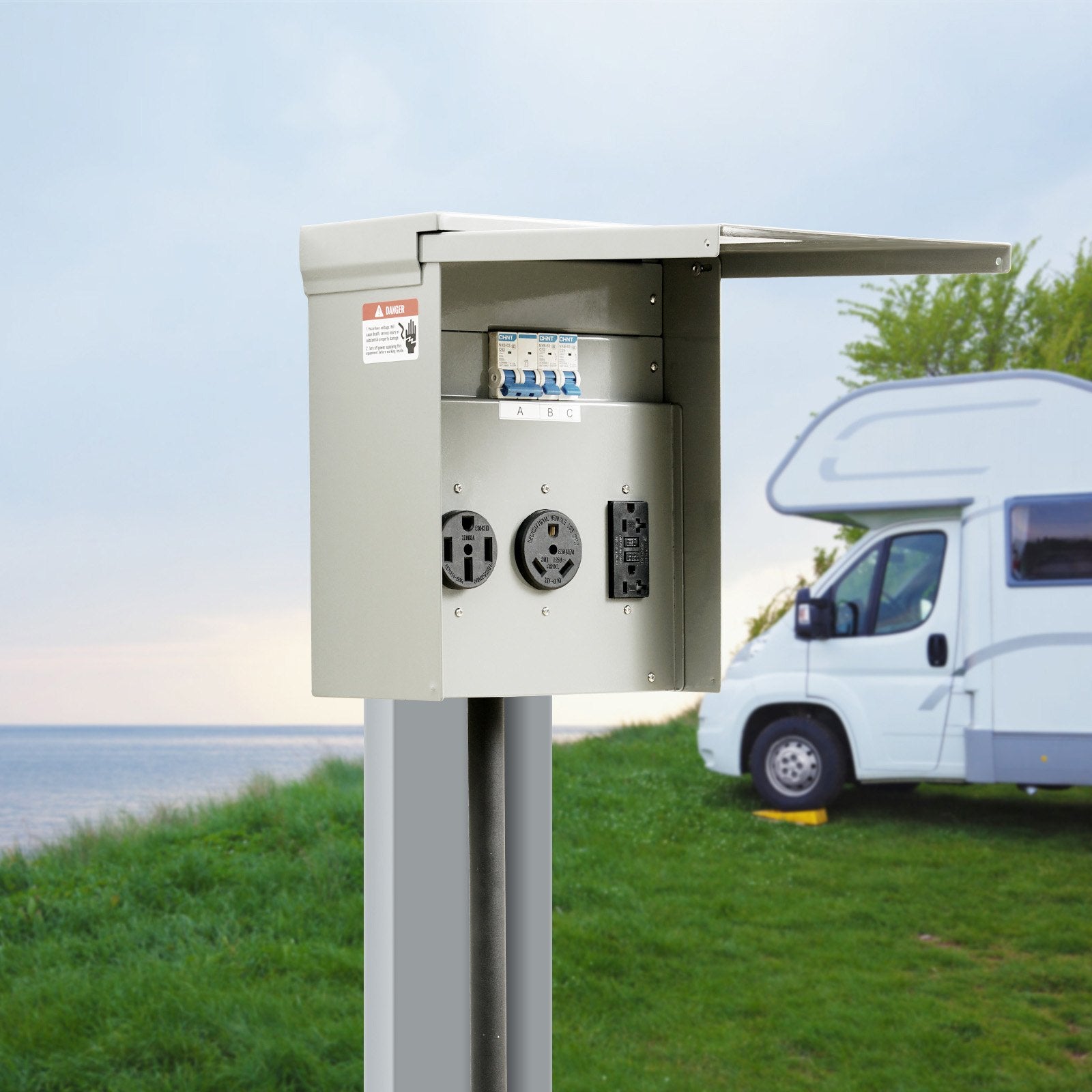 Automotive Repair & Speciality Tools: VEVOR 20/30/50A Temporary RV Power Outlet Box Electrical Outdoor Receptacle Box