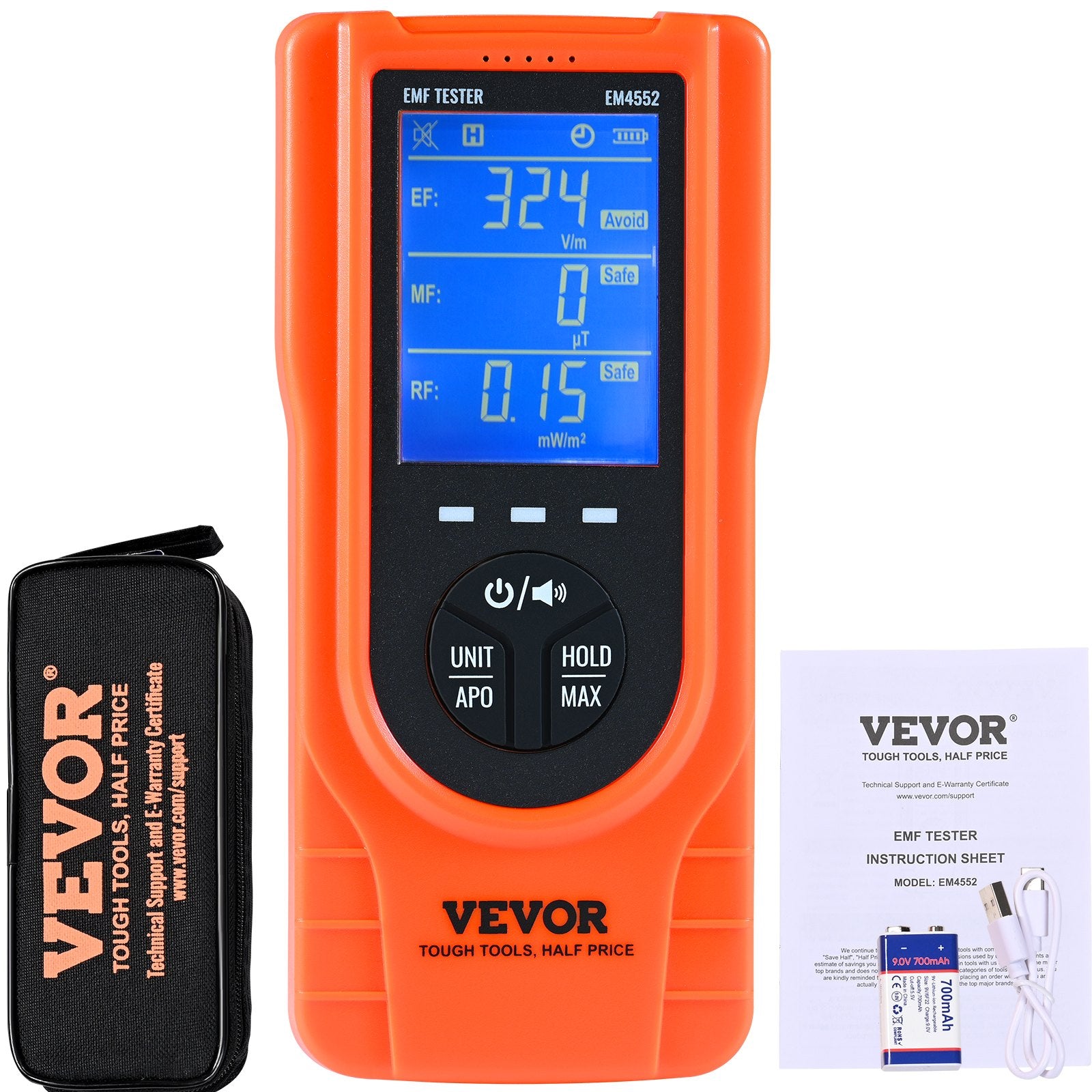 Measuring Tools & Sensors: VEVOR 3-in-1 EMF Meter, 5Hz - 3.5GHz, Handheld Rechargeable Electromagnetic Field Radiation Detector, Digital LCD EMF Tester for EF MF RF Home Inspections Outdoor Ghost Hunting Paranormal Equipment