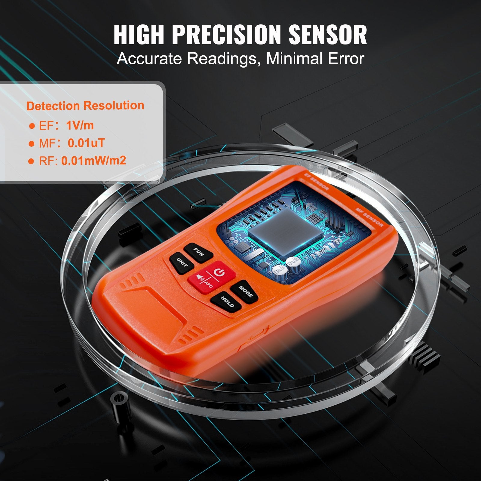 Measuring Tools & Sensors: VEVOR 3-in-1 EMF Meter, 5Hz-6GHz, Handheld Rechargeable Electromagnetic Field Radiation Detector, Digital LCD EMF Tester for EF MF RF Home Inspections Outdoor Ghost Hunting 5G Cell Tower Temperature