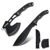 Camp Safety Equipment: VEVOR Hunting Knife and Hatchet Axe Combo Set Sheath Fixed Blade Knife Camping