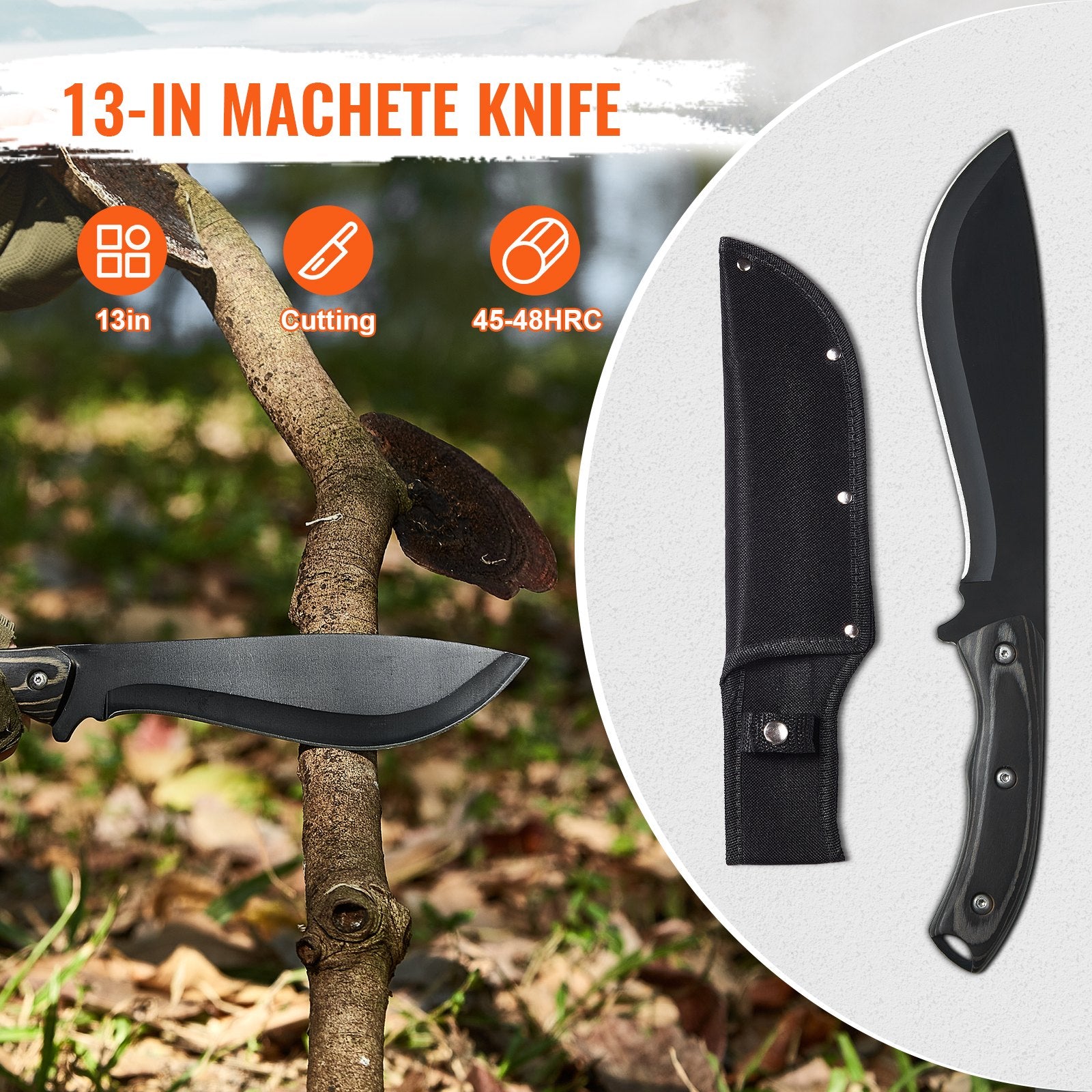Camp Safety Equipment: VEVOR Hunting Knife and Hatchet Axe Combo Set Sheath Fixed Blade Knife Camping