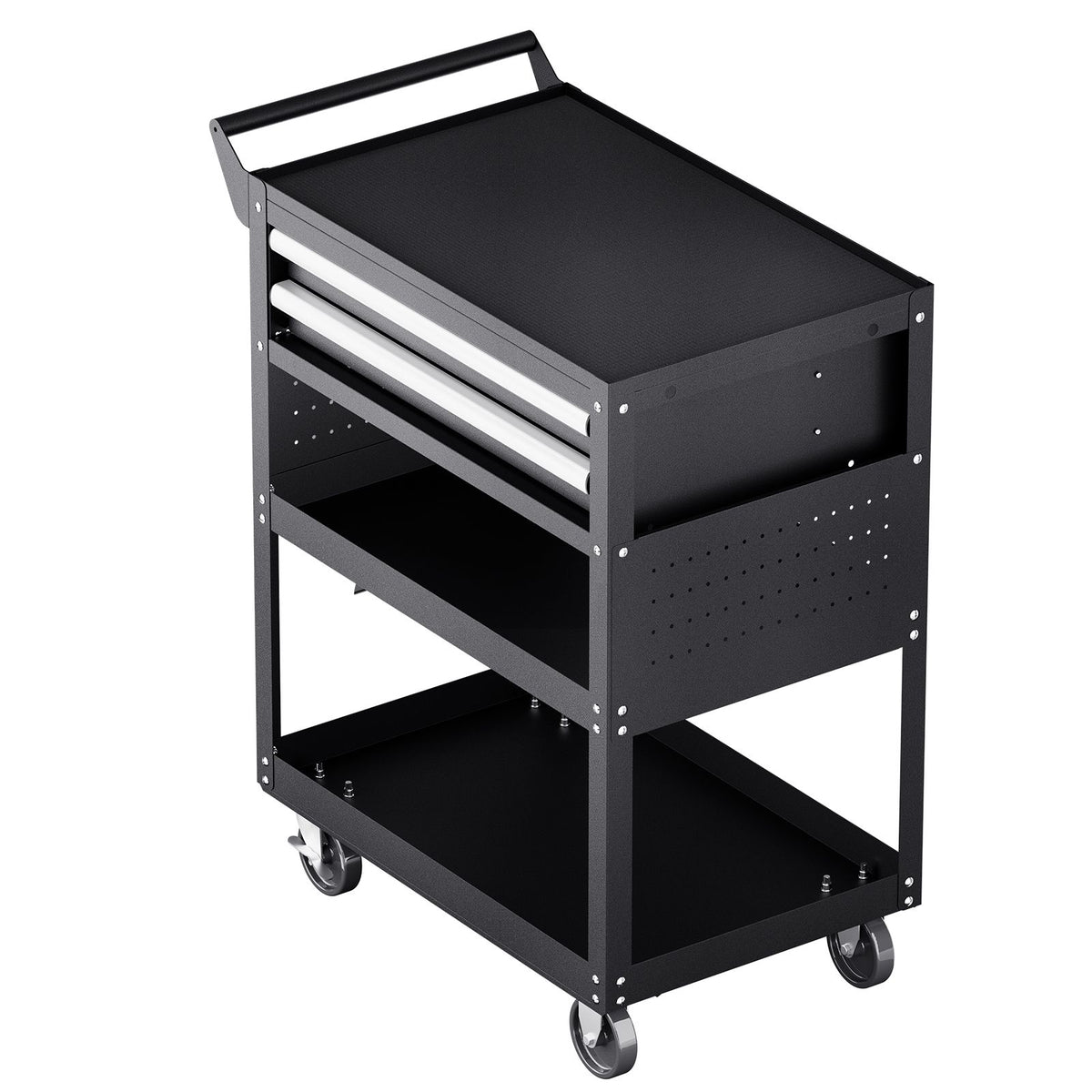 5-Tier Tool Cart with Wheels, 400 lbs Load Capacity, Rolling Work Cart with 2 Drawers & Pegboard, Mechanic Tool Storage Organizer with Locking System for Garage, Warehouse and Repair Shop, Black