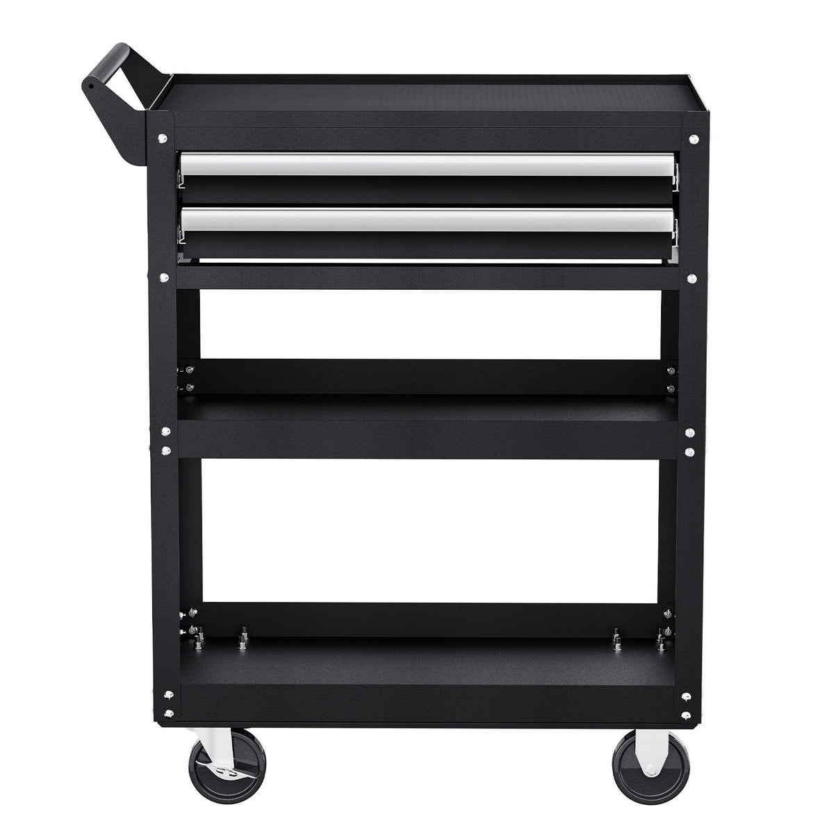 5-Tier Tool Cart with Wheels, 400 lbs Load Capacity, Rolling Work Cart with 2 Drawers & Pegboard, Mechanic Tool Storage Organizer with Locking System for Garage, Warehouse and Repair Shop, Black