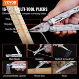 Gardening Tools: VEVOR 16-In-1 Multitool Pliers, Multi Tool Pliers, Cutters, Knife, Scissors, Ruler, Screwdrivers, Wood Saw, Can Bottle Opener, with Safety Locking and Sheath, for Survival, Camping, Hunting and Hiking