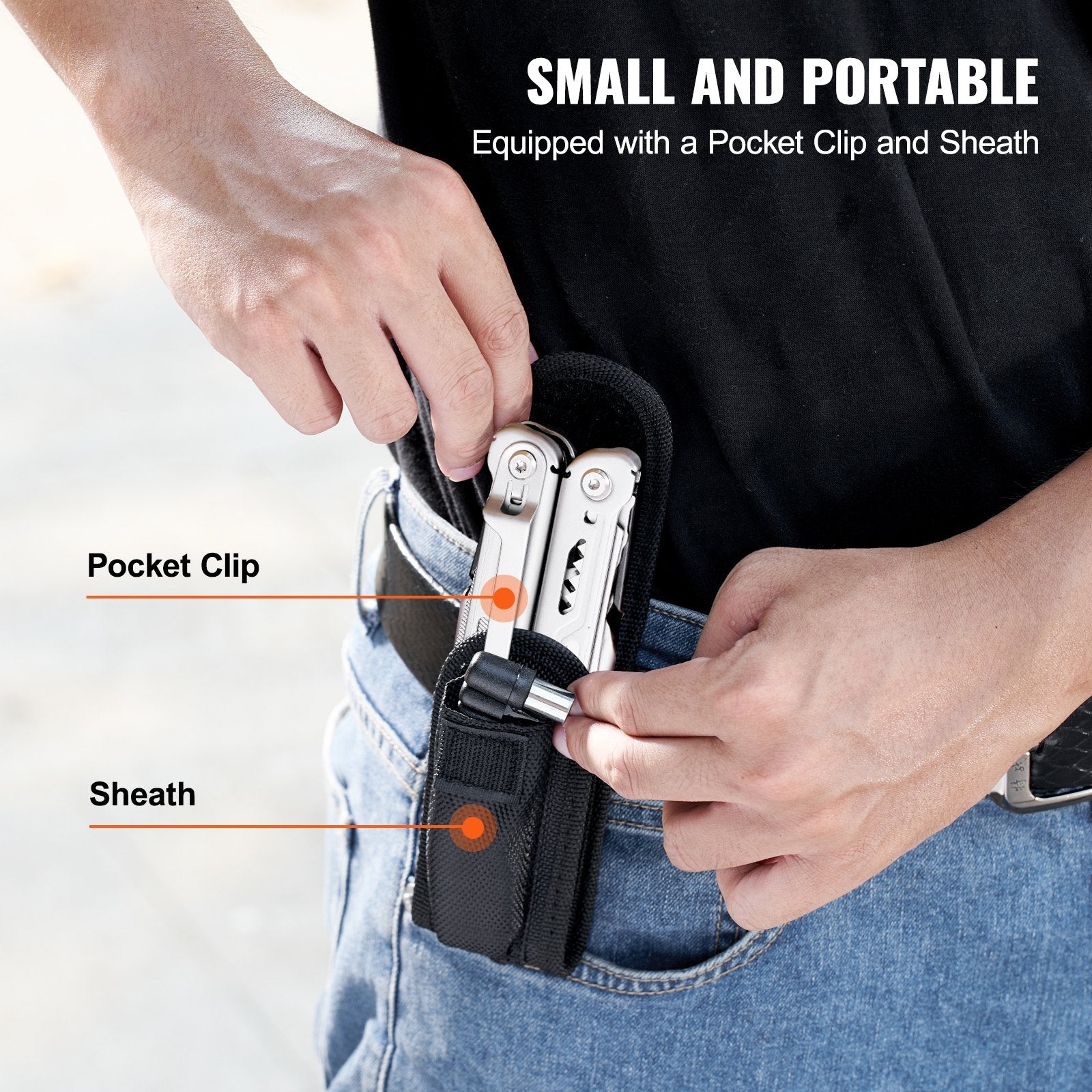 Gardening Tools: VEVOR 16-In-1 Multitool Pliers, Multi Tool Pliers, Cutters, Knife, Scissors, Ruler, Screwdrivers, Wood Saw, Can Bottle Opener, with Safety Locking and Sheath, for Survival, Camping, Hunting and Hiking